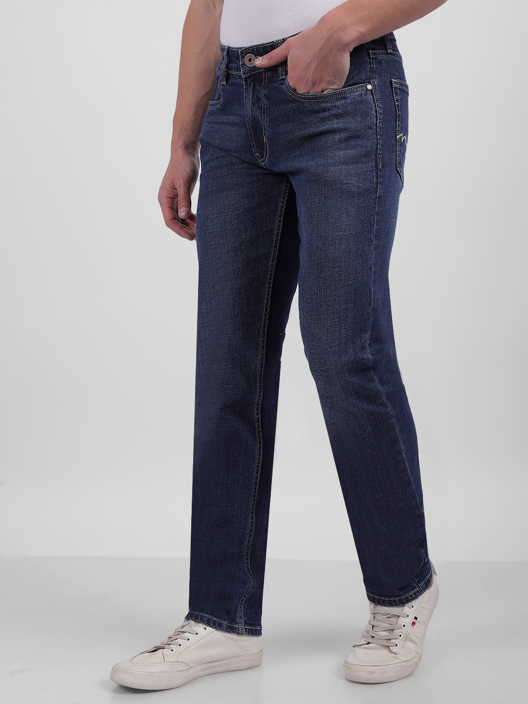 Numero Uno Men Faded Dark Blue Jeans